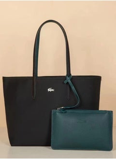 Buy Lacoste Women's Anna Double sided Two tone Large Capacity Handbag, Fashionable and Versatile, Black/Green in UAE