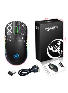 Buy 2.4G Wireless Mouse with USB Mini Receiver, 3600DPI Ergonomic Optical Mouse, Rechargeable RGB Computer Mouse for Laptop Desktop in Saudi Arabia