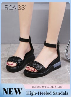 Buy Wedge Sandals for Women Comfortable Open Toe Sandals Casual Summer Buckle Open Toe Ankle Strap Platform Sandals Platform Wedge Heels Sandals Rubber Sole Shoes in Saudi Arabia