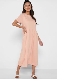 Buy Pleated T-Shirt Midi Dress in Saudi Arabia