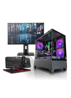 اشتري Dark Nova Air Gaming PC Frontier Bundle - Intel Core i5-12400F 2.5GHz Processor | NVIDIA GeForce RTX 3060 12GB Graphics Card (GPU) | 32GB DDR5 RAM | 1TB M.2 NVMe SSD | AG300 Air Cooler | 6 ARGB Fans Case | A520M -HDV AsRock Motherboard | 650W Power Supply | Wifi Ready | Windows 11 Pro | Galax 24" Prisma-01 FHD VA Monitor | RedDragon Gaming Set (Head Phones / Keyboard / Mouse / Mouse Pad) | Game Sekret Desktop Computer Tower في الامارات