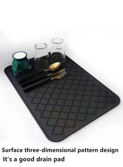 Buy 1-Piece Silicone Drying Mat for Kitchen Countertops/Dish Drying Mat/Cup Drying Mat/Heat Proof Mat Black 30 x 40 Centimeter in UAE
