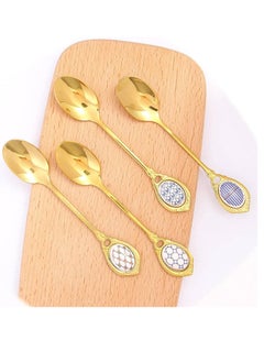 Buy Small Spoons Dessert Spoons Tiny Spoon Light Luxury Stainless Steel Golden Coffee Spoon Mixing Spoons with Ceramic Handle Stainless Steel Scoop Spoons Spoon Set Teaspoon Spoon Soup Spoon in Saudi Arabia