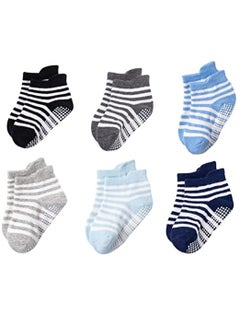 Buy Baby Non Slip Socks 6 pcs Baby Protection Ankle Non Slip Socks-Socks for Boys and Girls in Saudi Arabia
