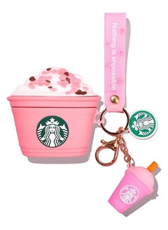 اشتري Frappuccino Coffee Iced Mocha Starbucks Soft Silicone Shockproof Case For Airpods Pro With Strap & Keychain - Pink في مصر