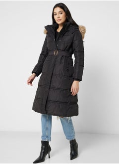 Buy Padded Jacket With Fur Hood in UAE