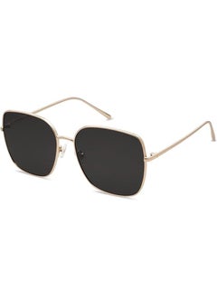 Buy Trendy Oversized Square Metal Frame Sunglasses for Women Men Flat Mirrored Lens UV Protection Sunglasses in Saudi Arabia