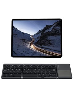 Buy Rechargeable Foldable Bluetooth Keyboard Portable Folding Wireless Tri-Keyboard with Touchpad for Mobile Device Compatible with Tablet Mobile Phone PC Gray in Saudi Arabia