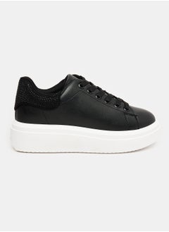 اشتري Studded Heel Notch Black Platform Sneakers With White Rubber Sole في مصر