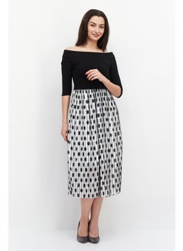 Buy Women Polka Dots Midi Dress, Black/White in Saudi Arabia