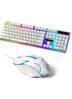Buy G21 Computer Gaming Keyboard and Mouse Combo :Keyboard with Flexible Polychromatic LED Lights Mechanical Feel Wired USB Working Keyboard Mouse Set for Window Computer White in Saudi Arabia