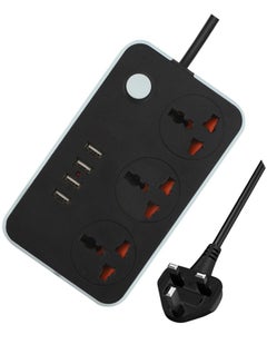 Buy 6.5 Ft Protector Power Strip - 3 Widely Outlets with 4 USB Ports, with 6.5 Feet Extension Cord, Flat Plug, Wall Mount, Desk USB Charging Station,Ideal For All Electronic Devices,Black 160x95x30mm in UAE