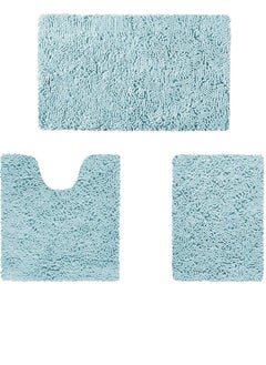 اشتري 3-Piece Non-Slip Fluffy Soft Plush Microfiber Washable Quick Dry Bath Mats For Tub Bathroom Rugs في الامارات