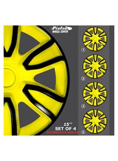 Buy Pistol Newly arrived Wheel Cover Kit 15'' Inch 4PC Automotive Wheel Hub Wheel Cup / Cap with Universal Snap-On Retention Rings Yellow&Black - WJ5087 BY-15'' in Saudi Arabia