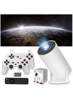 اشتري Game Projector HY300 MAX Mini Portable Automatic Keystone Correction 4k Hd Projector 270°Rotation Mini Portable Projector with Two Controllers في السعودية