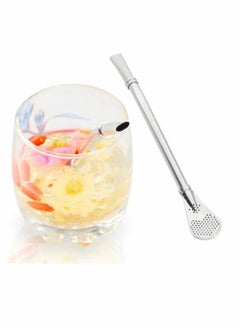 Buy Stainless Steel Drinking Spoon Straws Spoons Mate Straw Filter Loose Leaf Tea Infuser Barware Strainer Stirring Straws, Silver 1 Pcs in UAE