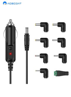 Buy 12V Universal Car Charger Cable Power Adapter with 8 Connector Tip (5.5x2.5, 4.8x1.7, 4.0x1.7, 4.0*1.35, 3.5x1.35, 3.0*1.1, 2.5x0.7, LED Tip) for DVD Player, GPS, Bluetooth Speakers Power Supply in Saudi Arabia