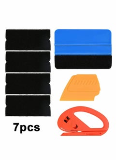 اشتري 7PCS Soft Vinyl Wrap Tool Mini Window Tint Film Installing Squeegee Applicator Scraper for Wraps & Decals with Black Fabric Felt 7Pcs Car film Installation Tools Kit في الامارات