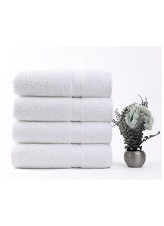 Buy White Rose 4-Piece Towel Set, 100% Premium Cotton 530 GSM Superior Quality, Quick Dry Highly Absorbent Thick Bathroom Soft Hotel Towels for Bath And Spa, Towel Set Includes 4 Bath Towels (70x140 cm) White in Saudi Arabia