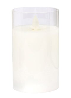 Buy 1-Wick LED Pillar Glass Candle, White - 7.5x12.5 cm in UAE