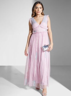 Buy Embellished Ruffle Detail Dress in UAE