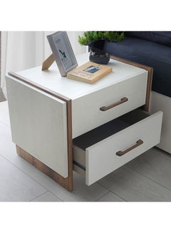 Buy Gordion Night Stand Multifunctional Bedside Table Space Saving Nightstand End Table Storage Modern Design Furnitures for Bedroom - Light Cream in UAE