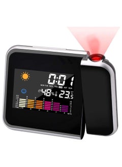 Buy Projector Alarm Clock, Ceiling Projection Clock Back Light LCD Display Digital Clocks with Snooze Function, Indoor Temperature ℃/℉, USB charging, 12/24h (Black) in UAE