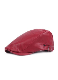 اشتري Leather Beret Winter Leather Warm Leather Hat  Red في الامارات