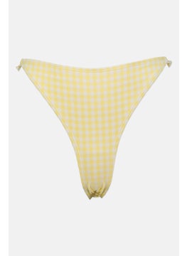 اشتري Women Gingham High Leg Bikini Bottom, Yellow في الامارات