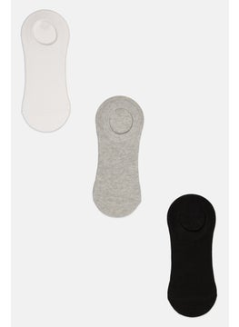 اشتري Men 3 Pairs Round Invisible Socks, Grey/White/Black في الامارات