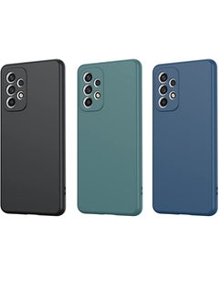 Buy Samsung Galaxy A52/ A52S  3-Pack Matte Silicone Case Cover - Slim, Colorful, Good Grip (Black, Blue, Green in UAE