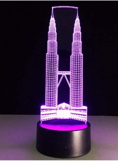 Buy Multicolour Night Light Twin Towers Building 16 Color Lamp 3D Visual LED Night Lights For Kids Touch USB Table Lampara Lampe Sleeping Nightlight Home Decor in UAE