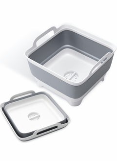 Buy Collapsible Dish Tub Portable Sink, Folding Laundry Tub, 9L Washing Basin with draining Plug, Camping Dish Tub, Portable wash Dish Basin (Gray) in Saudi Arabia