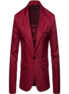 Buy Men's British Fashion Solid Casual Blazer Red in UAE