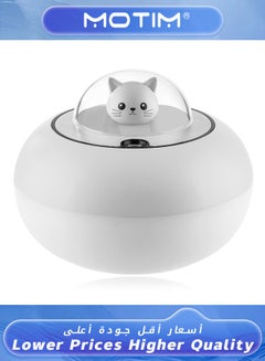 Buy Air Humidifier USB 7-Colour LED Lights Cute Cat Ultrasonic Humidifier with High Performance for Home and Office White in UAE