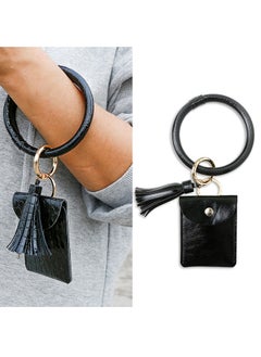 Buy Wristlet Keychain, Alloy Key Ring Wallet Bracelets Card Holder Purse with Tassel for Women Girl in Saudi Arabia