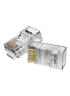 Buy 10-Piece Cat6 RJ45 UTP Modular Plug Clear/Gold in UAE