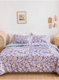 Buy Reversible Comforter set of 4 pieces 220*240cm Beautiful Purple Flowers Design. in UAE