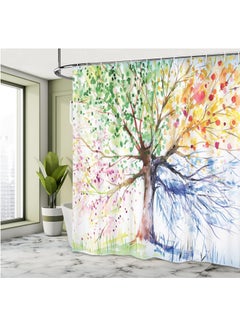 Buy Shower Curtain Waterproof 3D PEVA Durable Mildew Stain Resistant Colorful Tree of Life Fabric Style for Bathroom 180x180cm in UAE