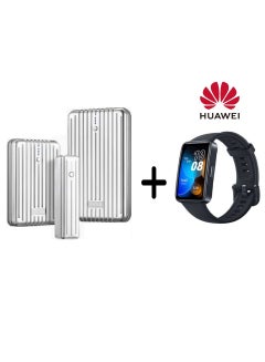 Buy Offer 3-Piece Lite Power Bank Set Silver + and the new HUAWEI Band 8 Smart Watch black. in Saudi Arabia