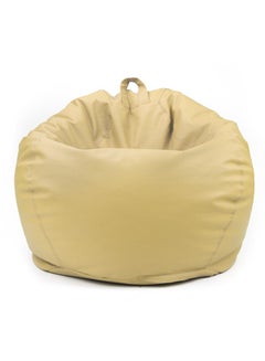 Buy Classic Round Faux Leather Bean Bag with Polystyrene Beads Filling(Beige) in UAE
