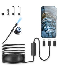 Buy Endoscope Camera 1920P HD Borescope with 8 Adjustable LED Lights 3.5M Semi Rigid Snake Cable 8mm IP68 Waterproof Industrial Inspection Camera Compatible for Android iPhone iPad in UAE