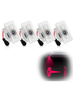 اشتري Car Door Lights Logo Projector Lights for Tesla, Ultra-Bright LED 3D Laser Ghost Shadow Light, Never Fade Welcome Step Courtesy Lights for Model 3 Y S X Accessories, Plug and Play Red, 4pcs في الامارات