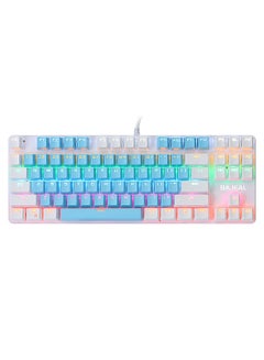 Buy 87 Keys Wired Mechanical Keyboard Mixed Light Mechanical Keyboard with Mechanical Blue Switch Suspension Button Blue+White in UAE