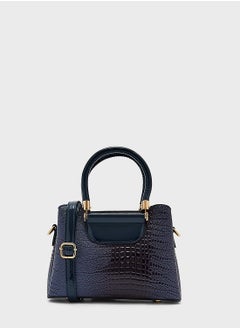 Buy Textured Croc Effect Satchel Bag in UAE