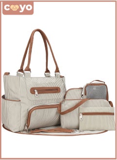 Buy Set Of 6 Diaper Bag With Hooks And Nappy Changing Mat - Ivory White in Saudi Arabia