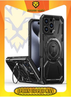 Buy GOLDEN MASK For iPhone 16 Pro Max Armored II Series Mag-Safe Magnetic Holder Phone Case (Black) in Egypt