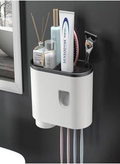 اشتري Single-Cup Wall-Mounted Toothbrush Holder Toothpaste Machine Multi-Functional Storage Drawer for Bathroom Bathroom في الامارات