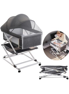 اشتري Crib - Foldable Newborn Bedside Sleeper, Portable Baby Travel Crib, Side Zipper Design, Convenient For Diaper Changing, Adjustable Height For Different Scenes, Silent Wheels في السعودية