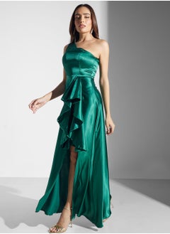 Buy One Shoulder Ruffle Detail Dress in Saudi Arabia